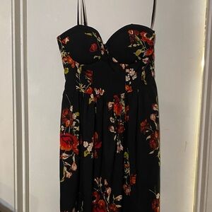 Band of Gypsies Black Strapless Dress with Red Floral